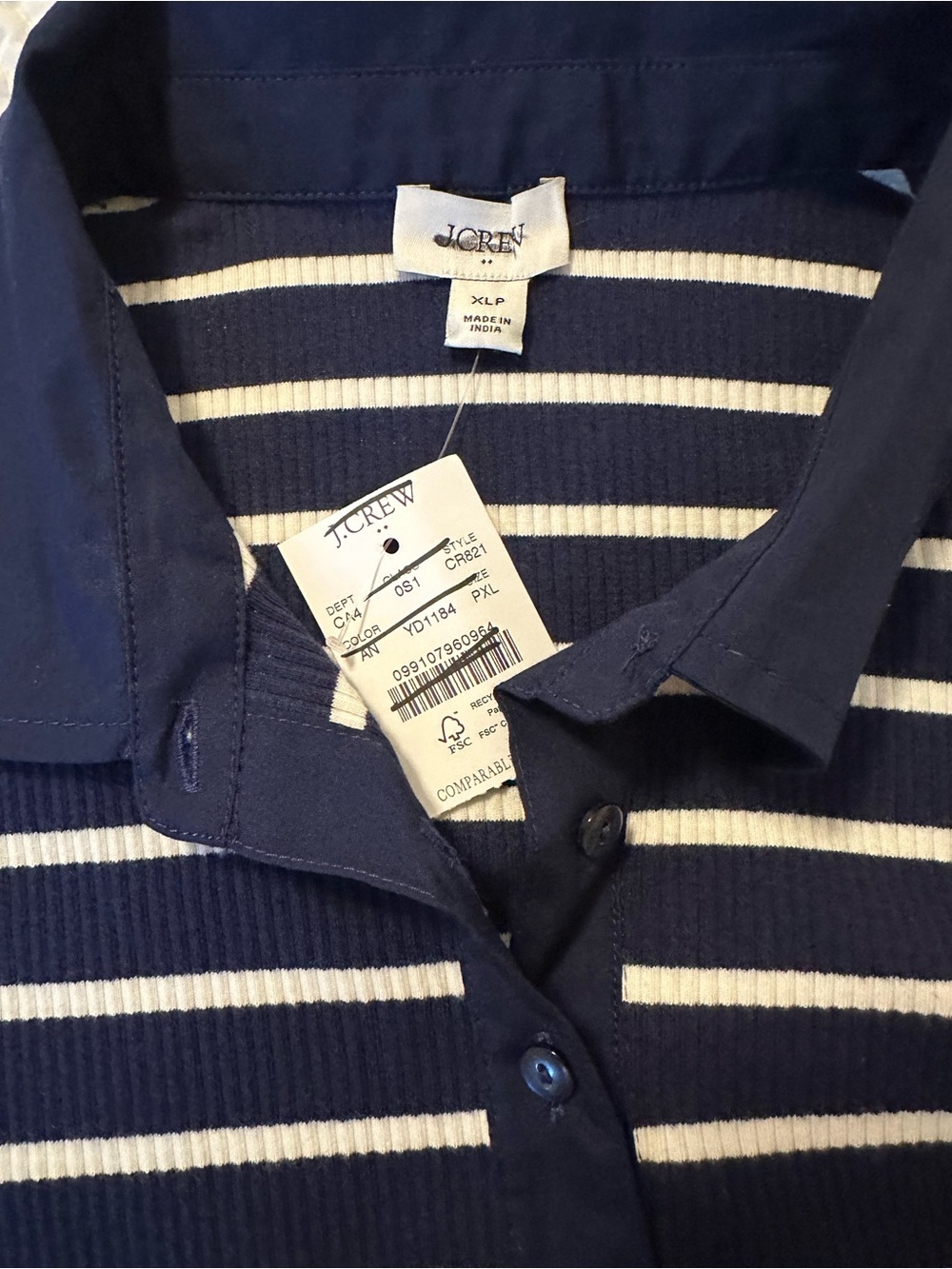J.CREW Striped Collared Knit Navy A-line Dress with Pockets XL PETITE NWT - Picture 7 of 8